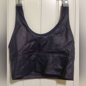 Leather look sports bra
